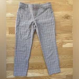 Banana Republic Sloan Cropped Pink Plaid Pants